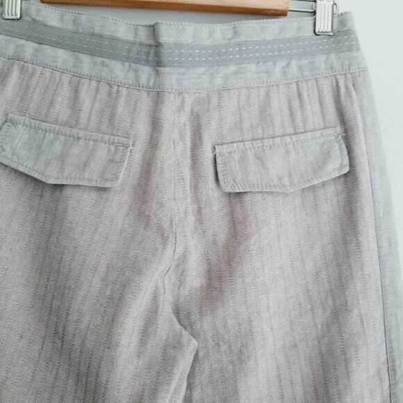 SOLOLA Linen Cotton Blend Capri Pants Drawstring Waist Long Shorts Grey Sz 6 - Picture 10 of 13